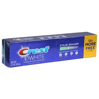 Crest 3DWHITE Stain Eraser Mint Splash toothpaste tube