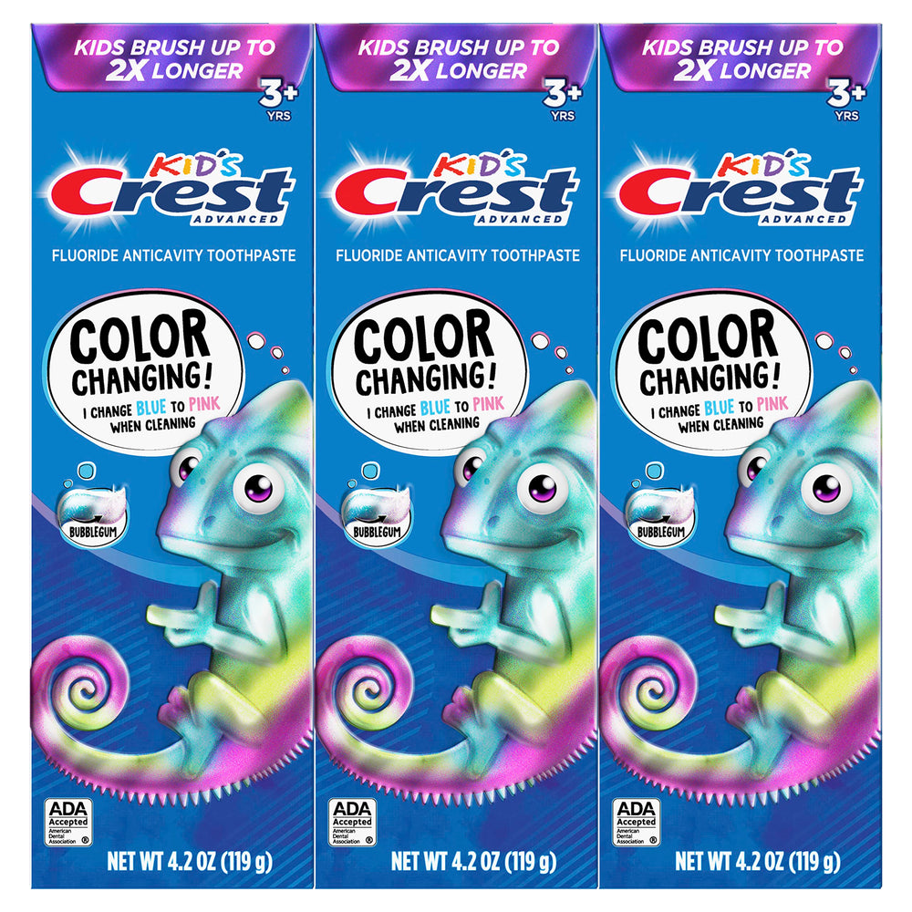 3-pack of Crest Advanced Kid's Fluoride Toothpaste Bubblegum Flavor 4.2 oz each
