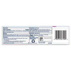 Ingredients and fluoride protection details on Crest Kid's toothpaste box