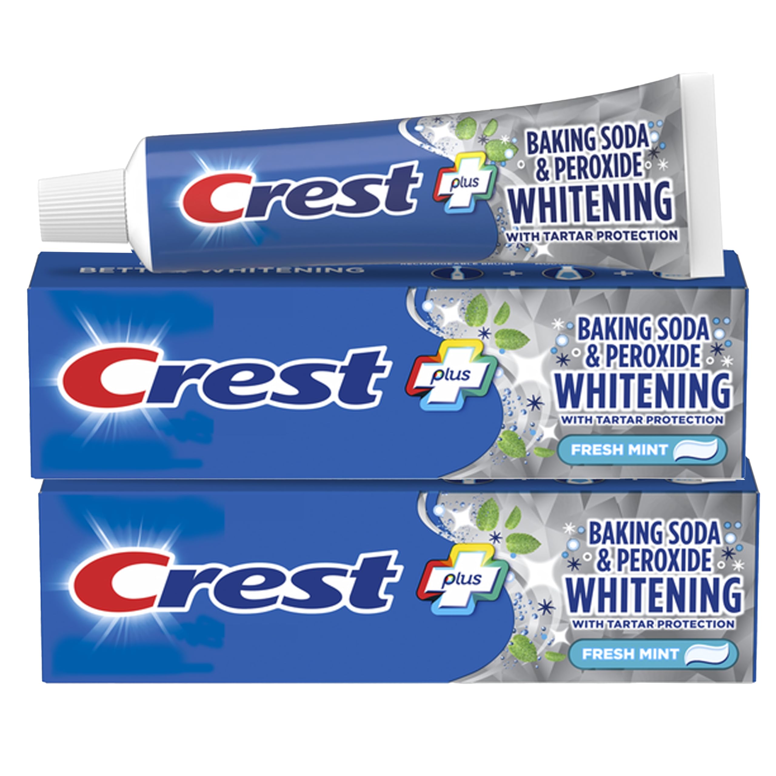 Crest Baking Soda and Peroxide Whitening Toothpaste Fresh Mint 4.2 oz two tubes - front view