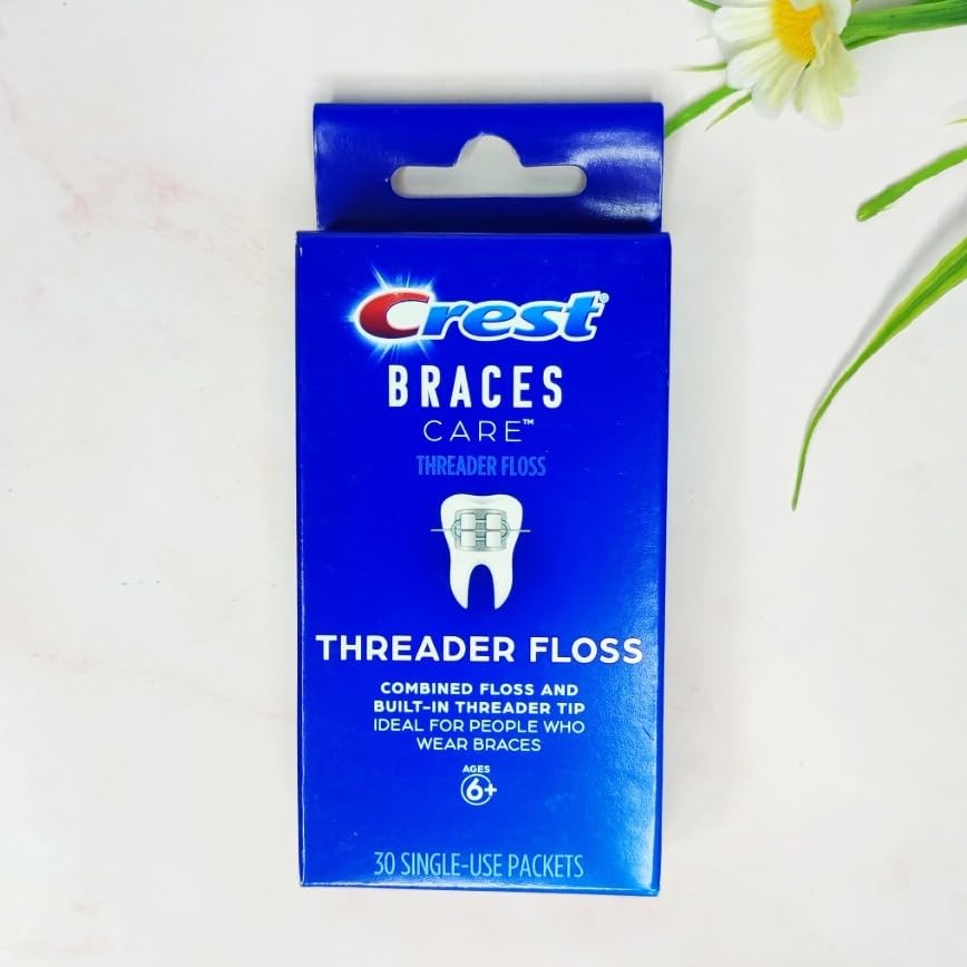 Crest Braces Care Threader Floss box with 30 packets