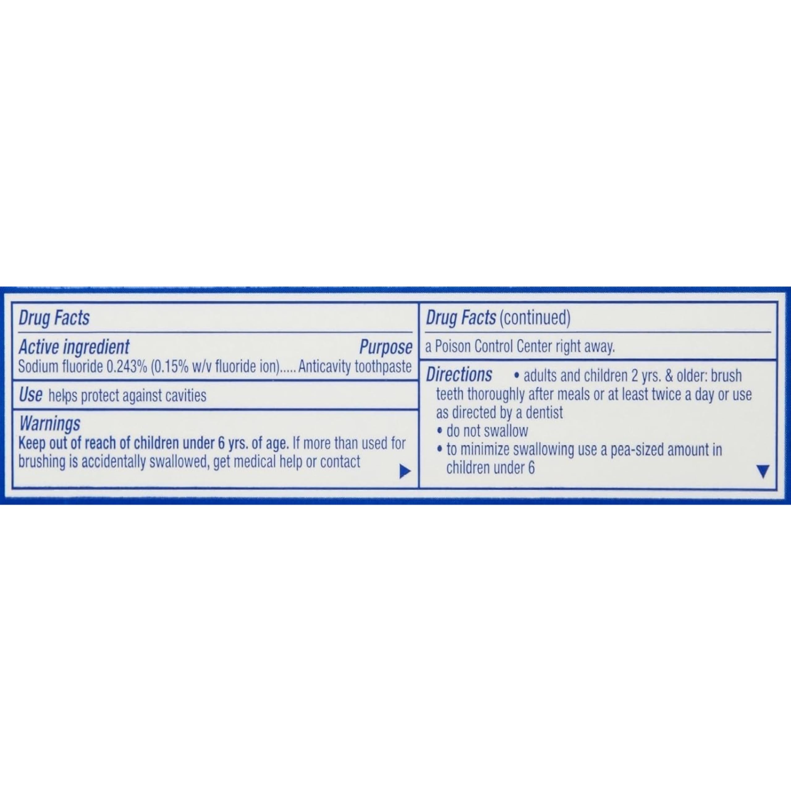 Tartar protection and cavity protection on Crest packaging