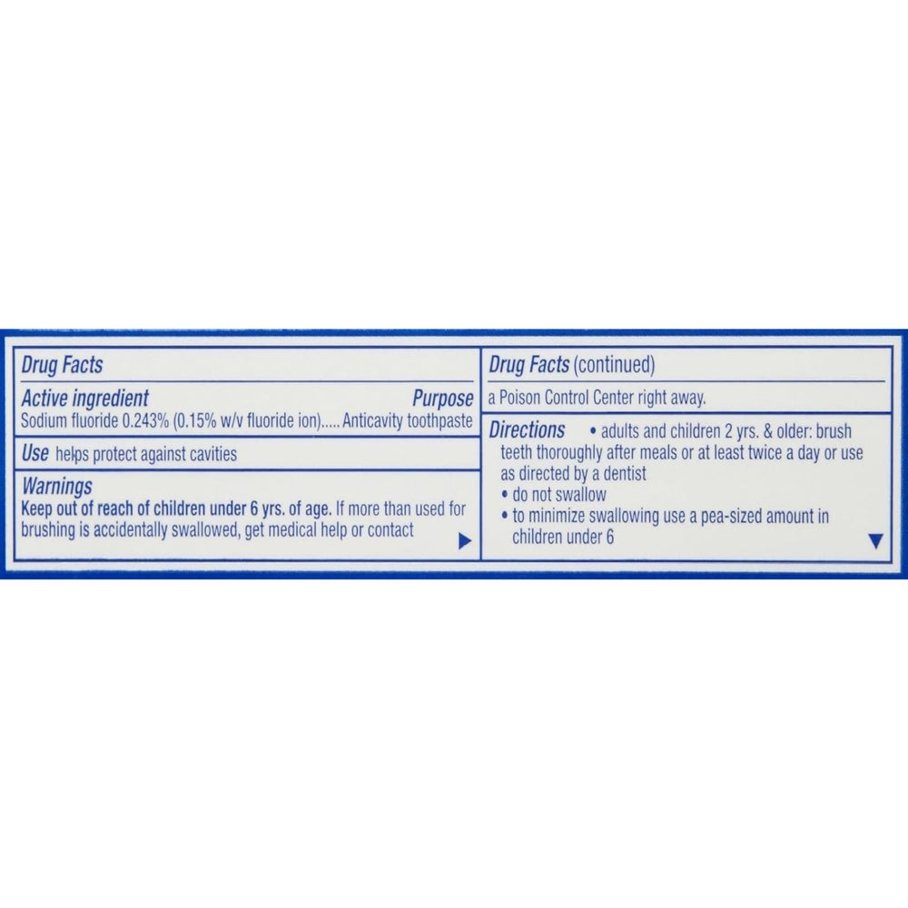 Tartar protection and cavity protection on Crest packaging