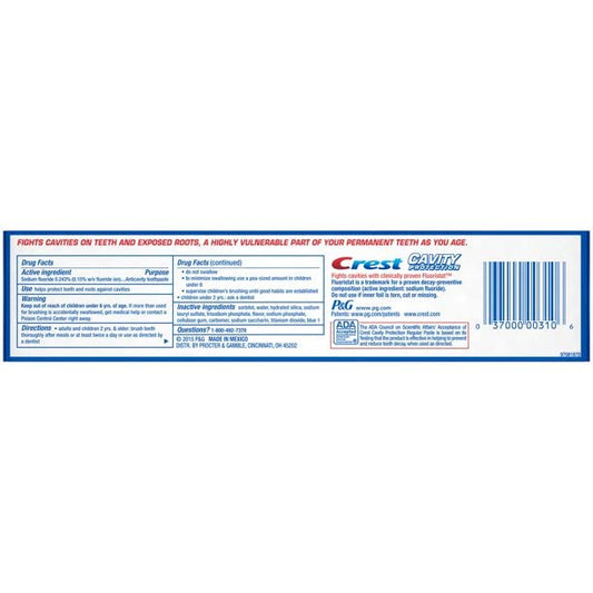 Pack of two Crest Cavity Protection toothpaste tubes