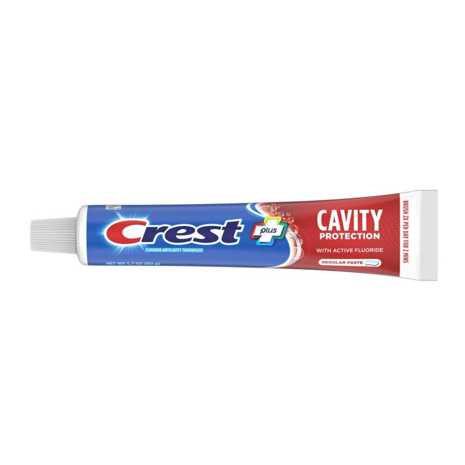 Two Crest toothpaste tubes shown side by side