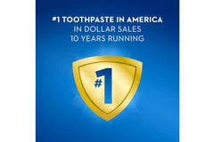 Label showing Sodium Fluoride 0.243% on Crest toothpaste