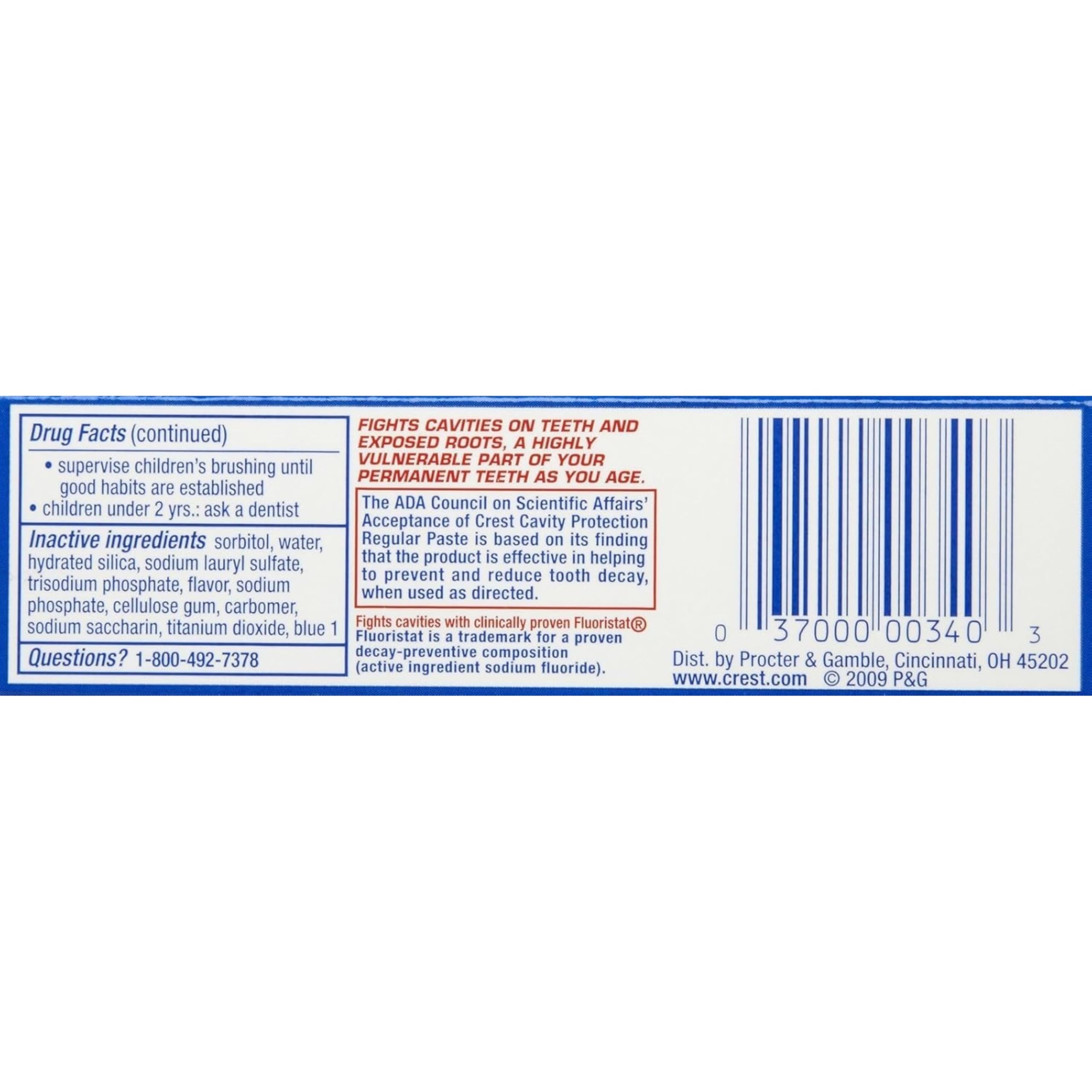 Portable Crest toothpaste dimensions for travel