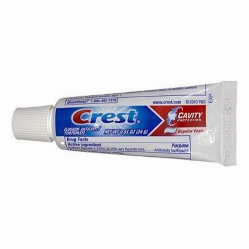 Close-up of Crest Cavity Protection toothpaste tube label