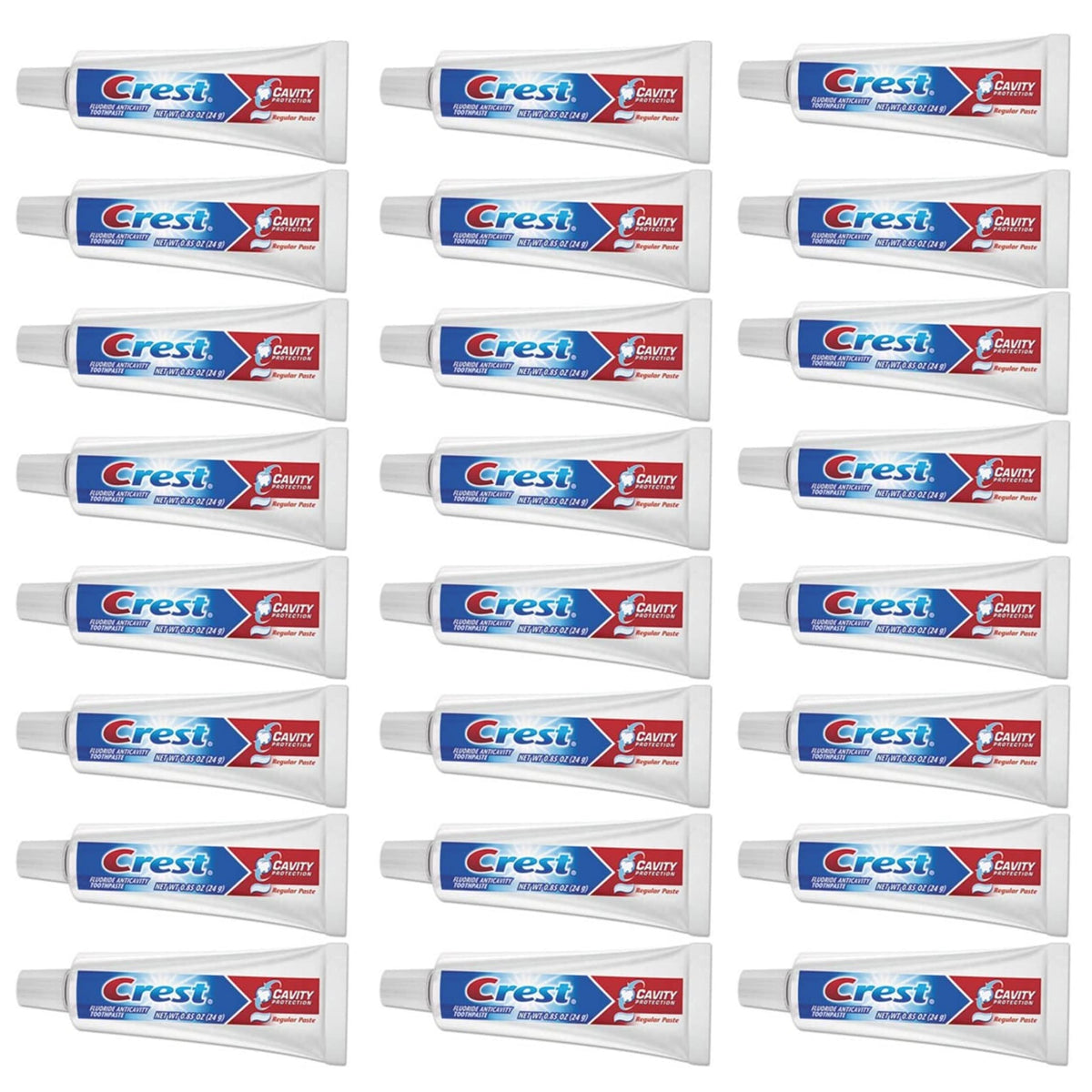 Crest Cavity Regular Toothpaste travel-size tube, 0.85 oz, pack of 24