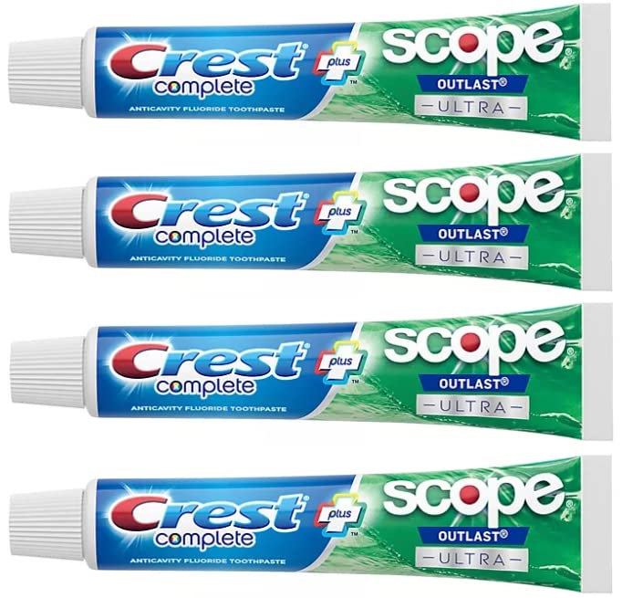 Close-up of Crest toothpaste label showing 6.5 oz