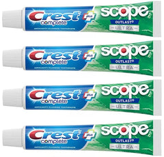 Close-up of Crest toothpaste label showing 6.5 oz