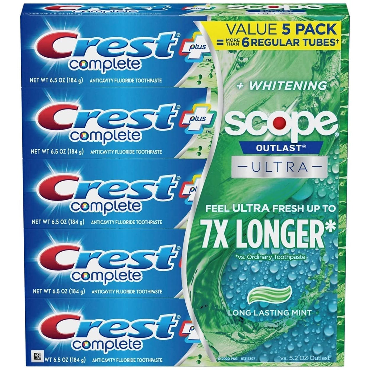 Crest Complete Whitening + Scope Toothpaste 6.5 oz 5-Pack