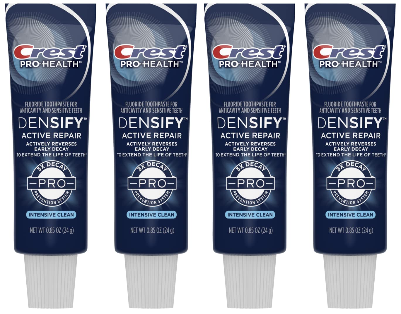 Crest Densify PRO-Health Intensive Clean toothpaste travel-size tubes, pack of 4