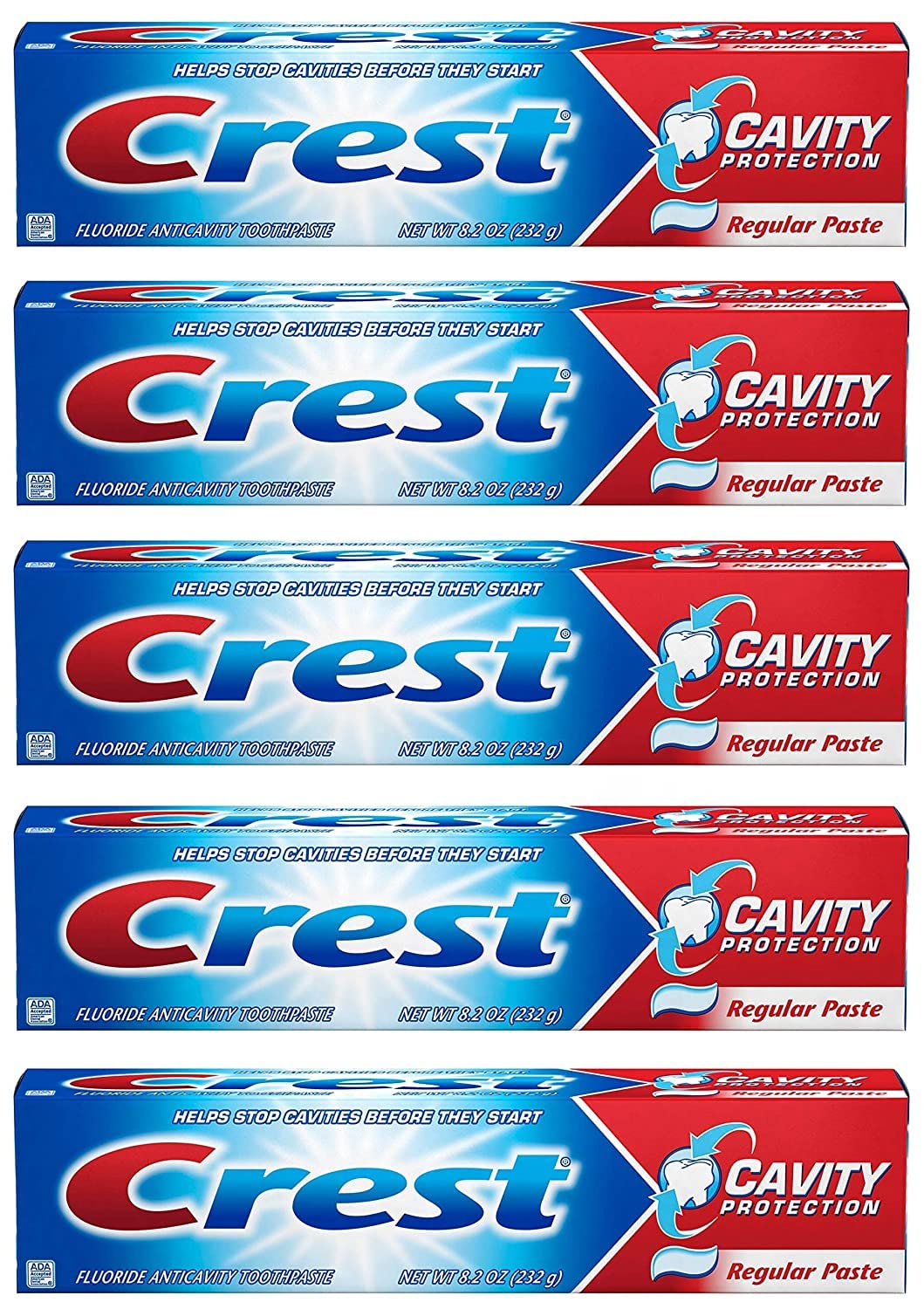 Crest Fluoride Anticavity Toothpaste Regular Paste 8.2 oz 5-pack box