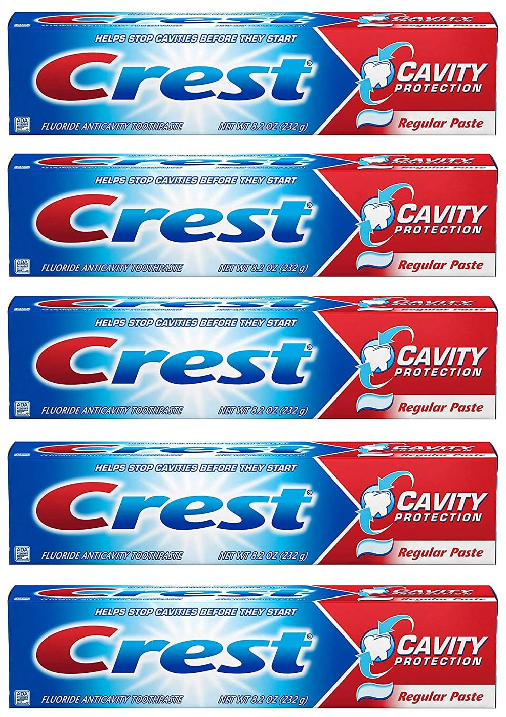 Crest Fluoride Anticavity Toothpaste Regular Paste 8.2 oz 5-pack box