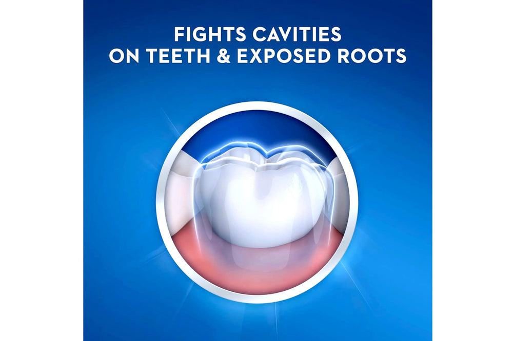 Crest toothpaste tube angled to show 8.2 oz size