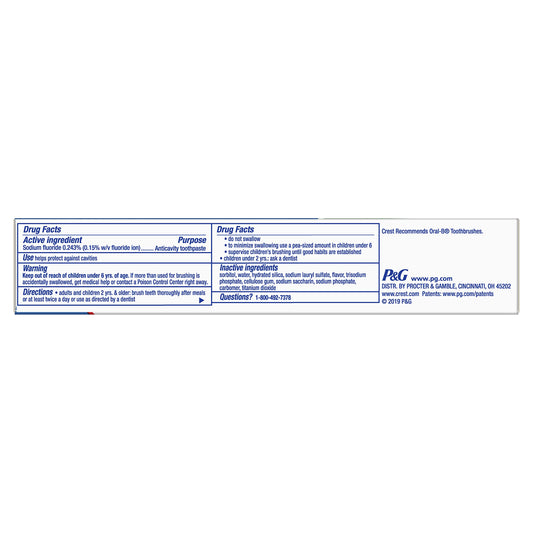 Crest Fresh & White Toothpaste Peppermint Gleem 2.4 oz tube side