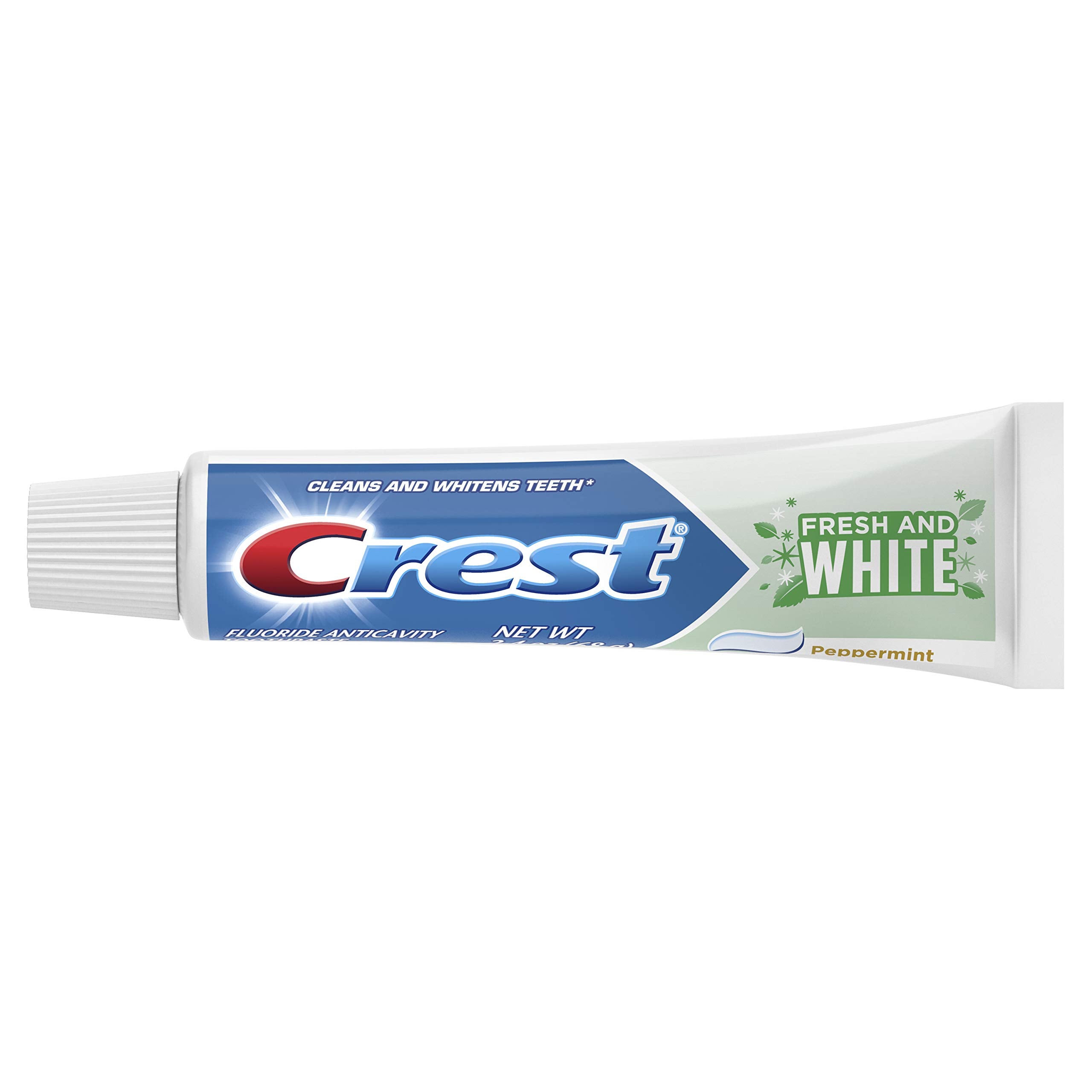 Close-up of Crest Fresh & White Toothpaste on toothbrush