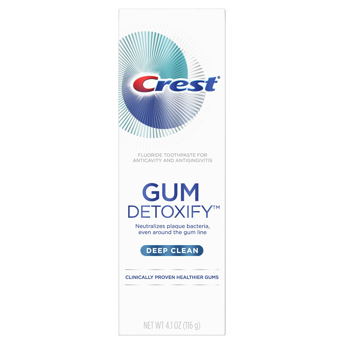 Crest Gum Detoxify Deep Clean Toothpaste packaging front 4.1 oz