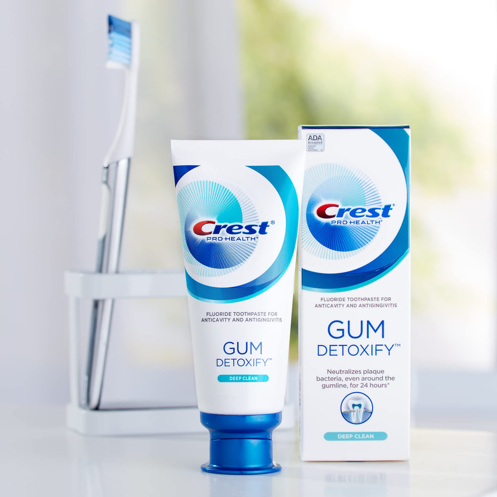 Dispensing toothpaste from Crest Gum Detoxify kit