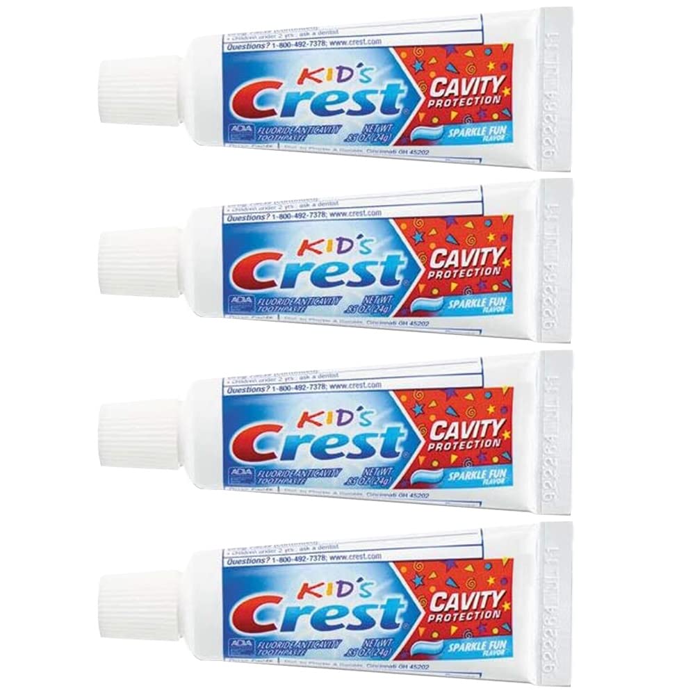 Crest Kids Sparkle Fun Cavity Protection Toothpaste Travel Size 0.85 oz (24 g) Pack of 4