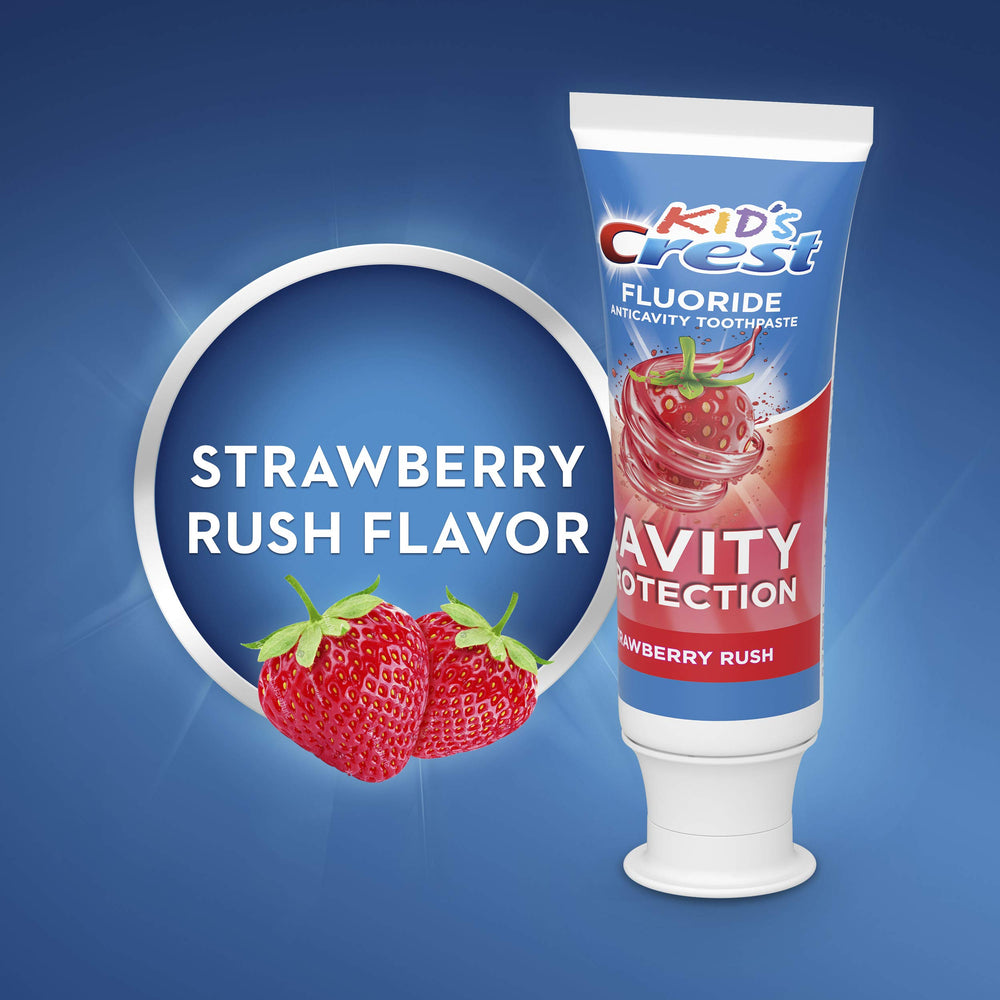 Close-up of Crest Kid's Strawberry Rush toothpaste texture