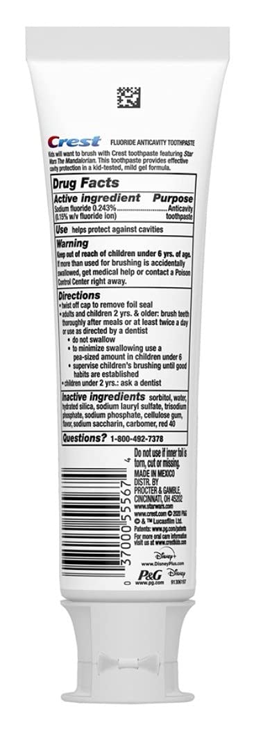 Crest Kids Toothpaste Star Wars Strawberry 4.2 oz pack of 6 - back view