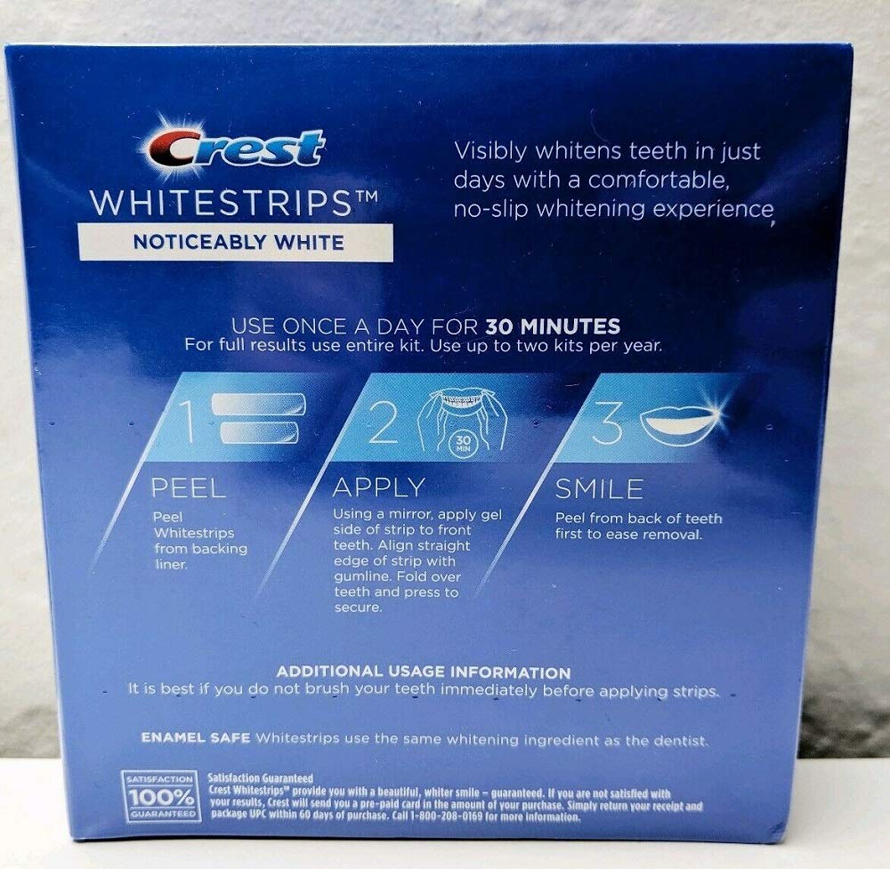 Crest Noticeably White Whitestrips box and strips