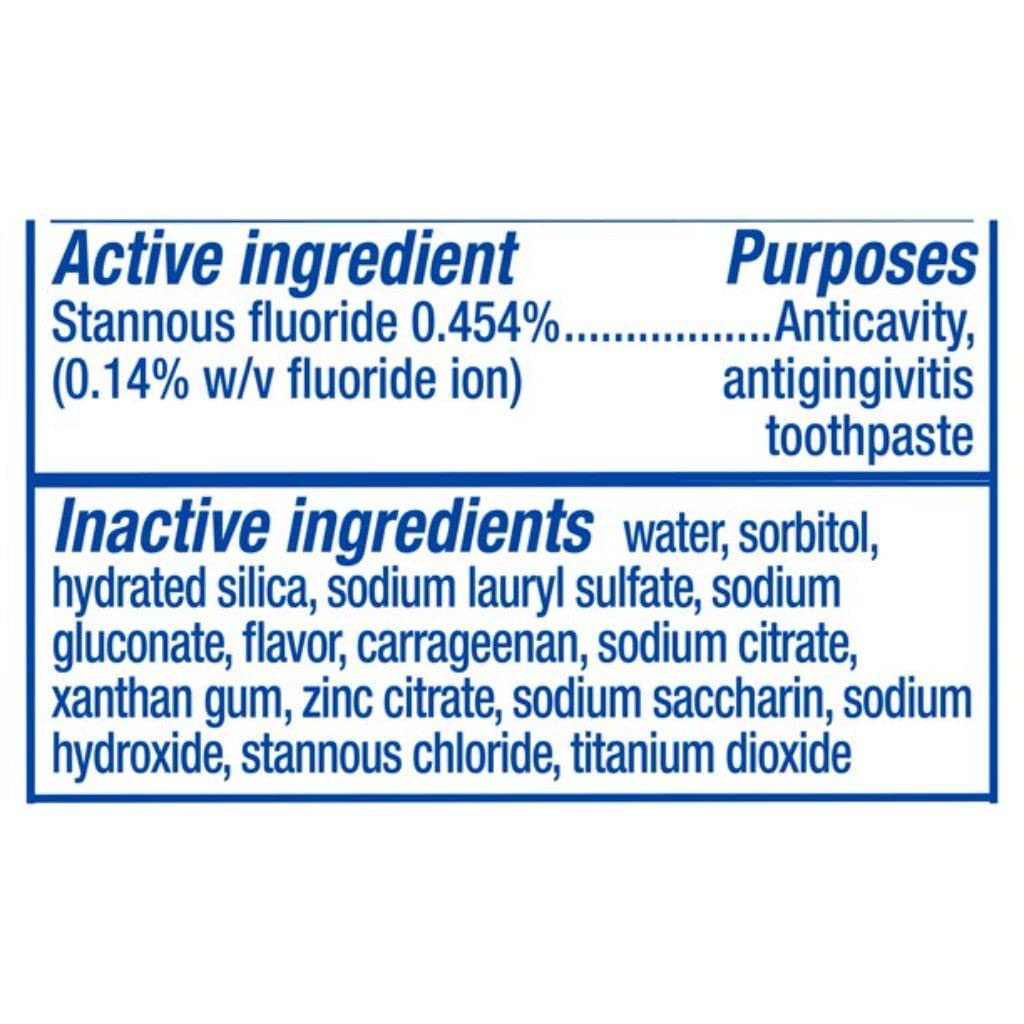 Active Foam + Whitening badge on Crest toothpaste label
