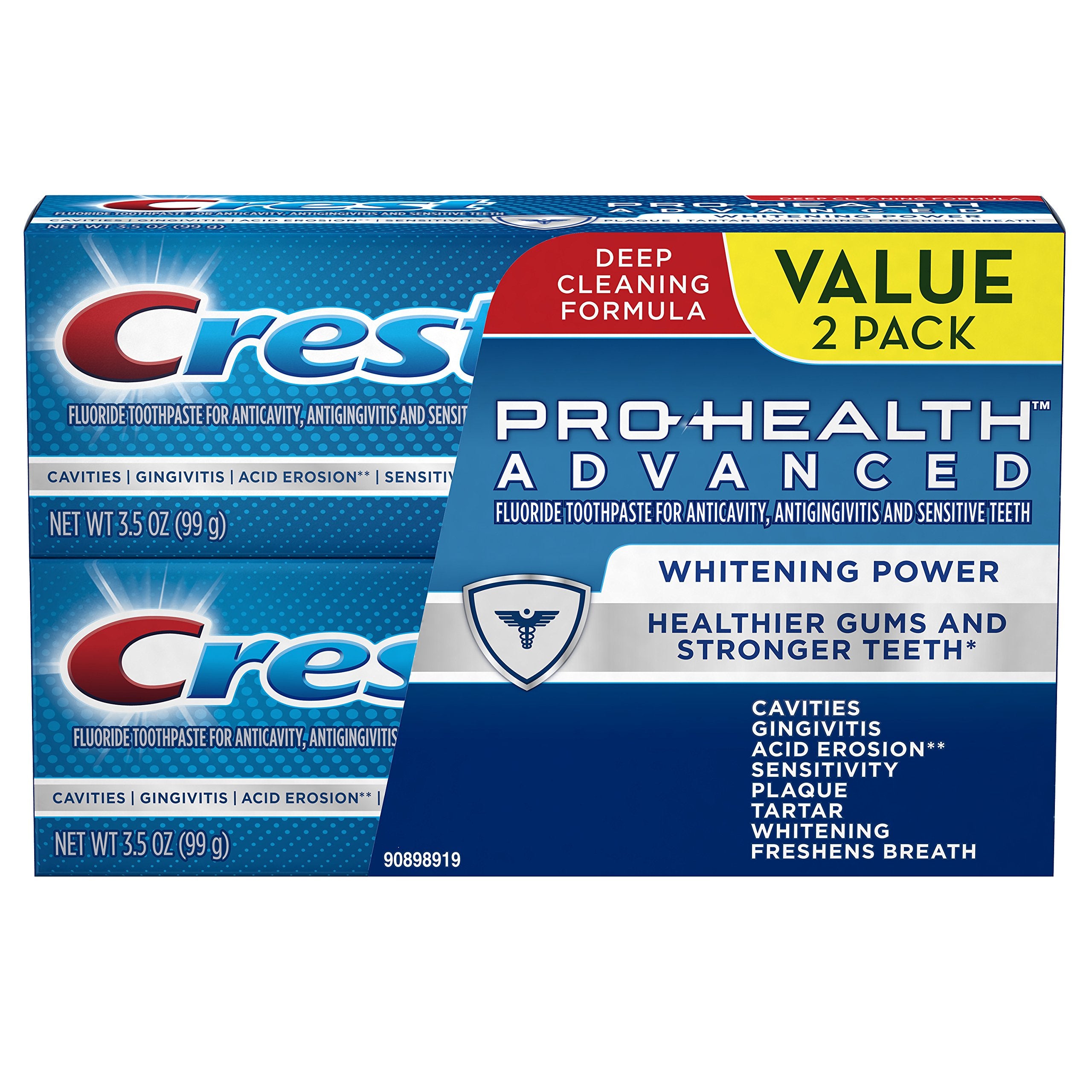Crest Pro-Health Advanced Whitening Toothpaste Twin Pack – front view with two tubes