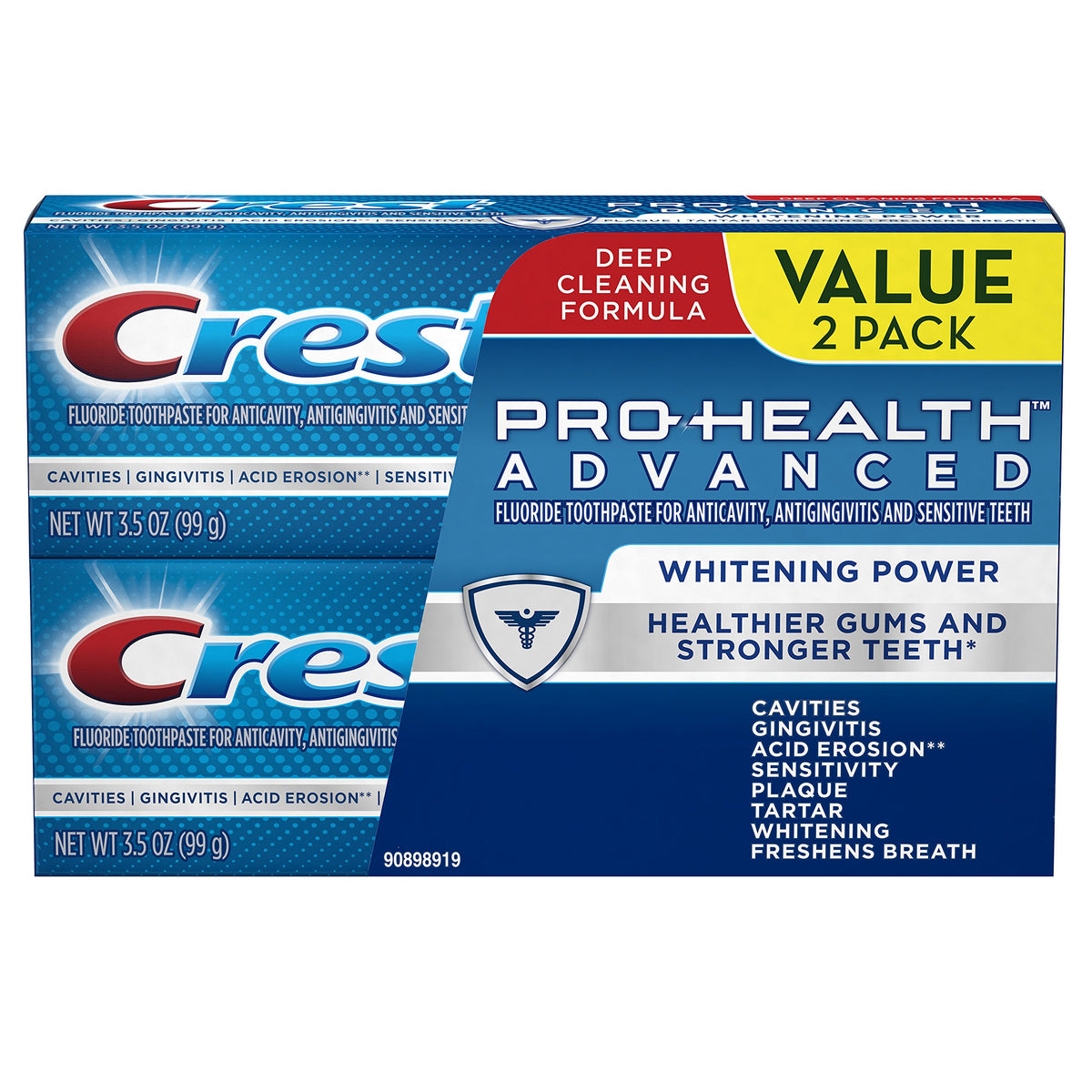 Crest Pro-Health Advanced Whitening Toothpaste Twin Pack – front view with two tubes