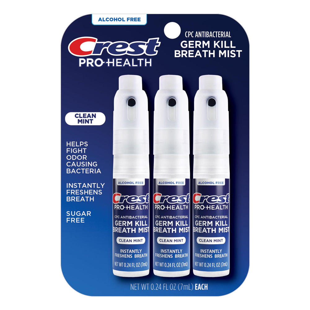 Crest Pro-Health Breath Mist bottle front close-up