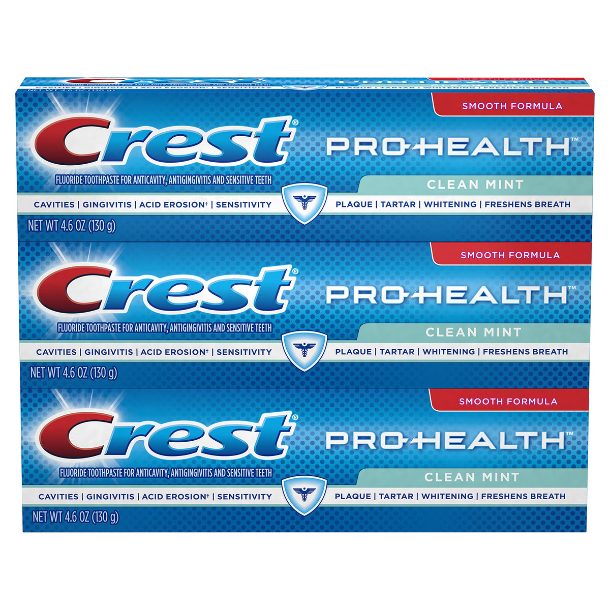 Crest Pro-Health Clean Mint Toothpaste 4.6 oz tubes in a pack of 3