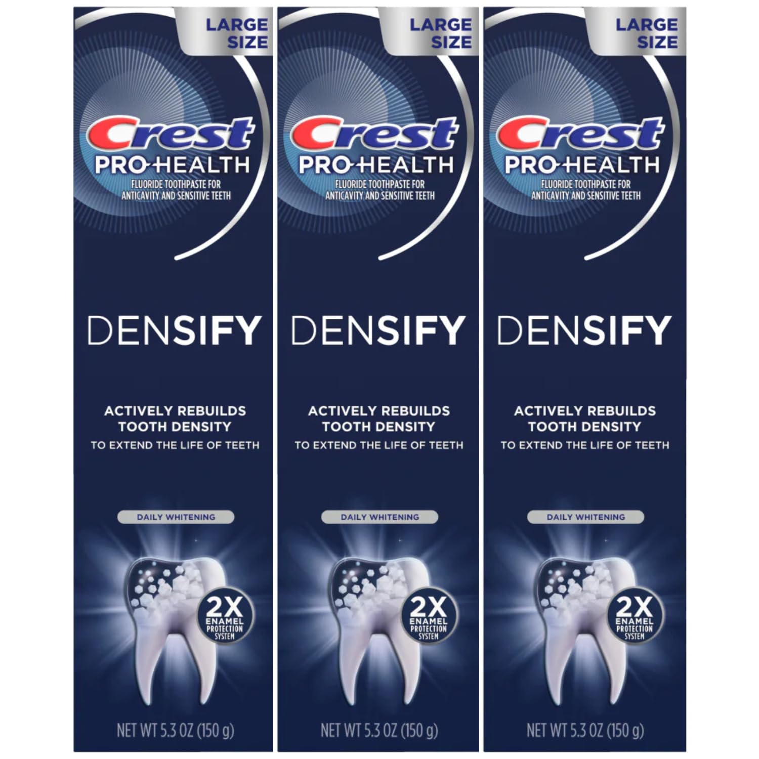Close-up of Crest Pro-Health Densify Daily Whitening toothpaste label