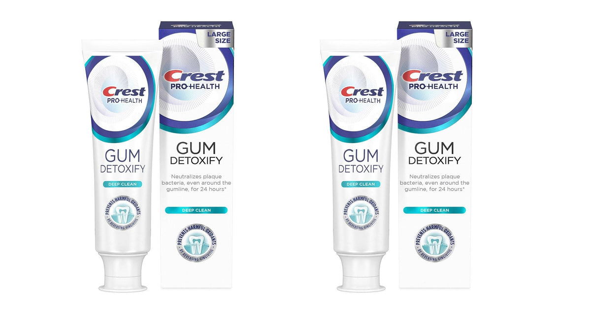 Two 4.8 oz tubes Crest Pro-Health Gum Detoxify Deep Clean Toothpaste Pack of 2