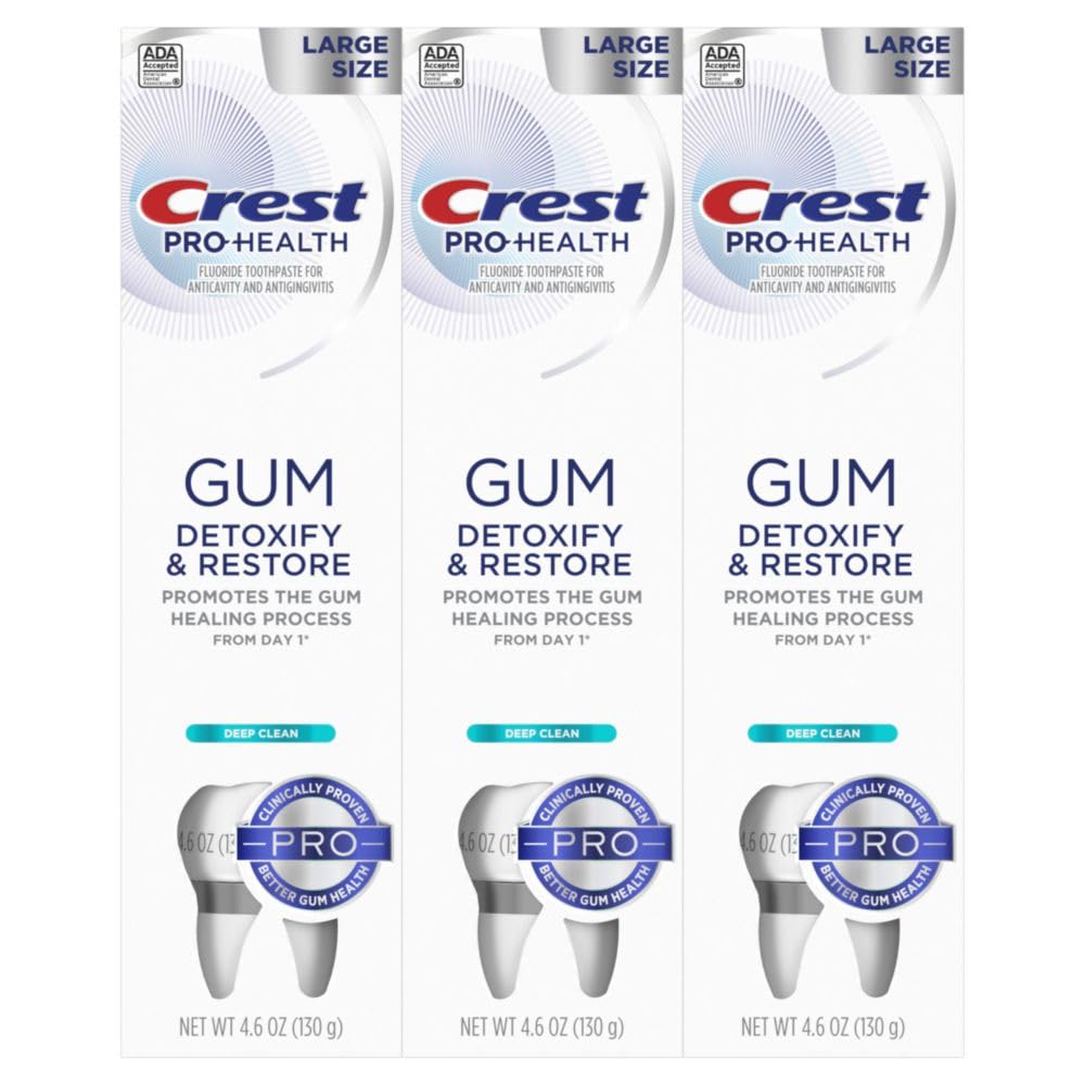 Three 4.6 oz tubes of Crest Pro-Health Gum Detoxify toothpaste