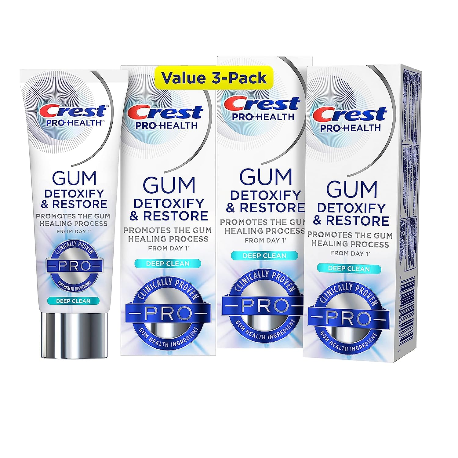 Crest Pro-Health Gum Detoxify and Restore toothpaste 3.5 oz pack of 3 front view