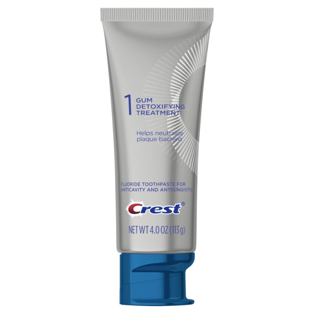 Packaging side view of Crest Gum Detoxify + Whitening toothpaste
