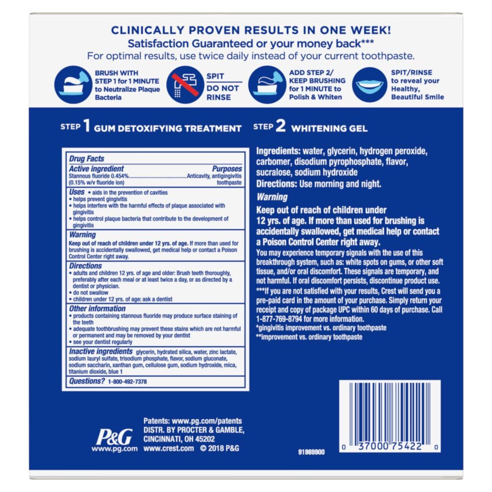 Step 2 whitening improvement graphic for Crest 2-step system