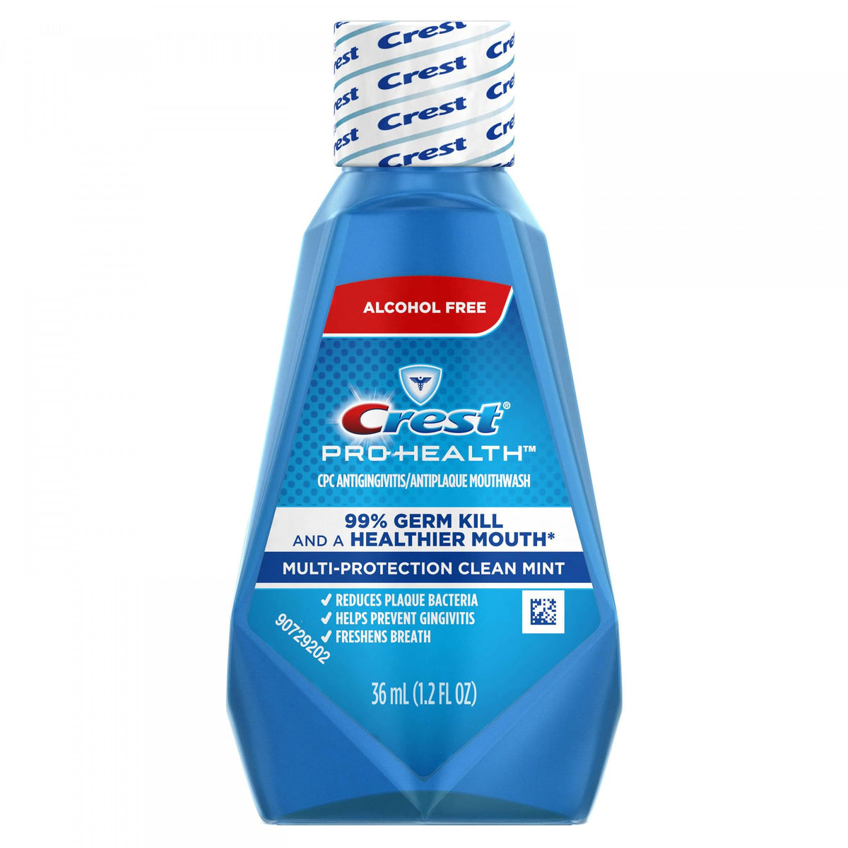 Crest Pro-Health Alcohol Free Clean Mint mouthwash travel-size bottle 1.22 oz