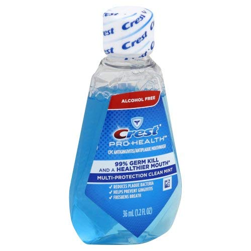 Mouthwash being swished as part of daily oral care with Crest Pro-Health