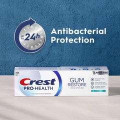 Packaging showing three toothpaste tubes on a bathroom counter