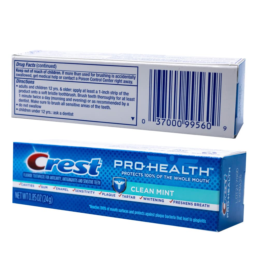 Close-up of Crest Pro-Health Clean Mint toothpaste tube