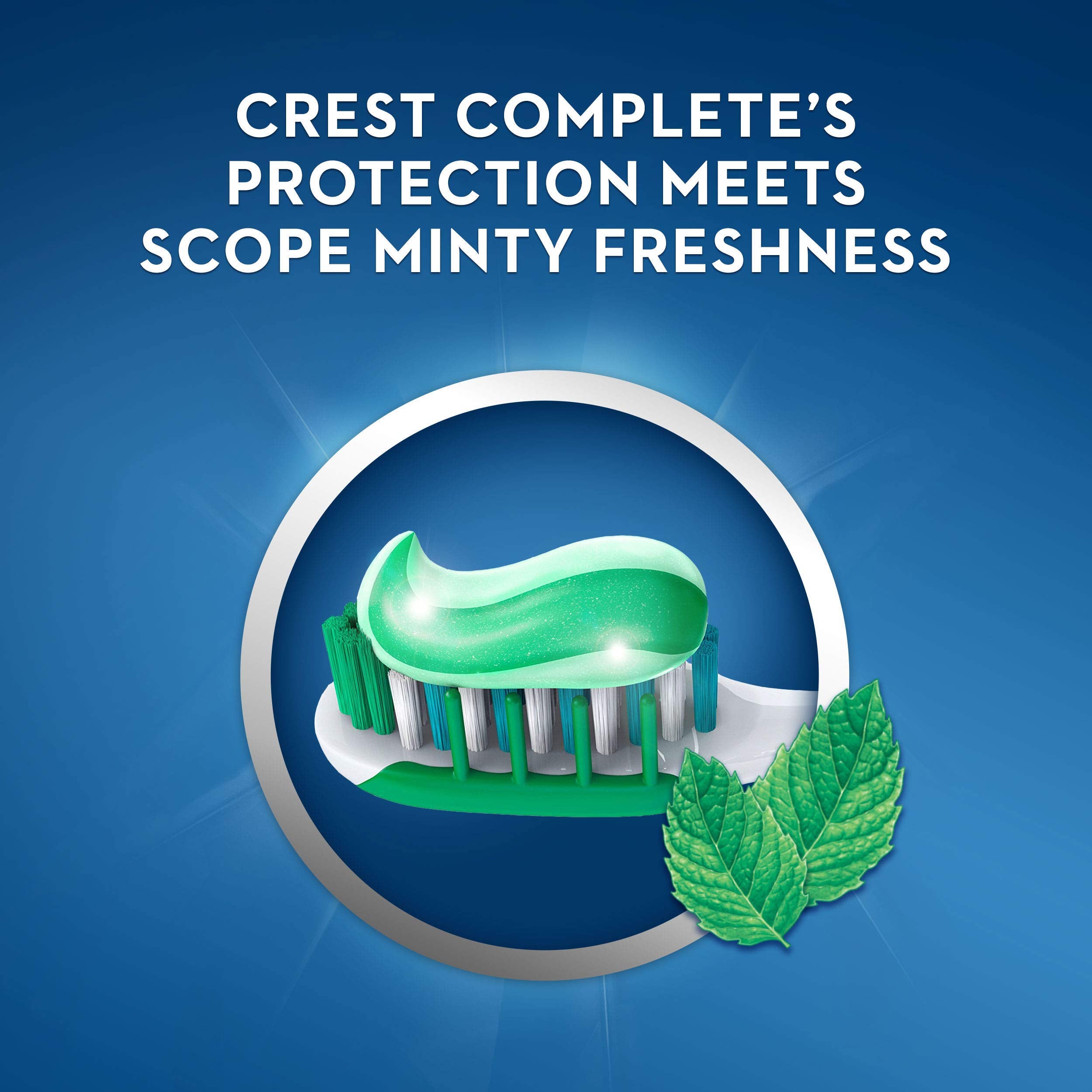 Crest + Scope branding label on toothpaste carton