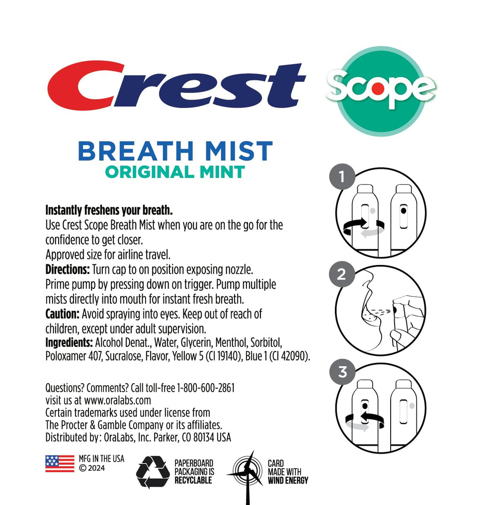 One Crest Scope Mint Breath Mist spray bottle (0.24 oz / 7 mL)