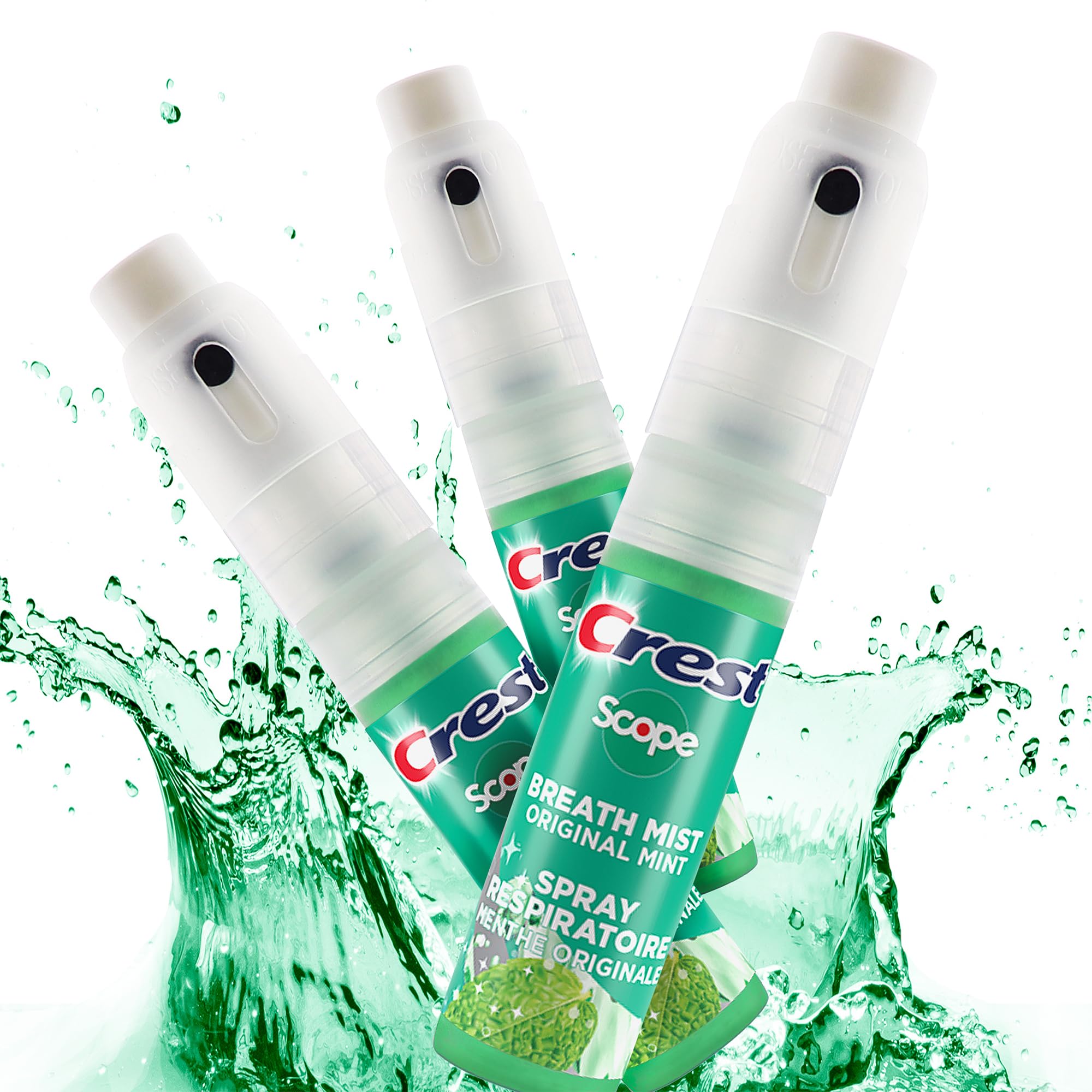 Crest Scope Breath Mist being used on the go