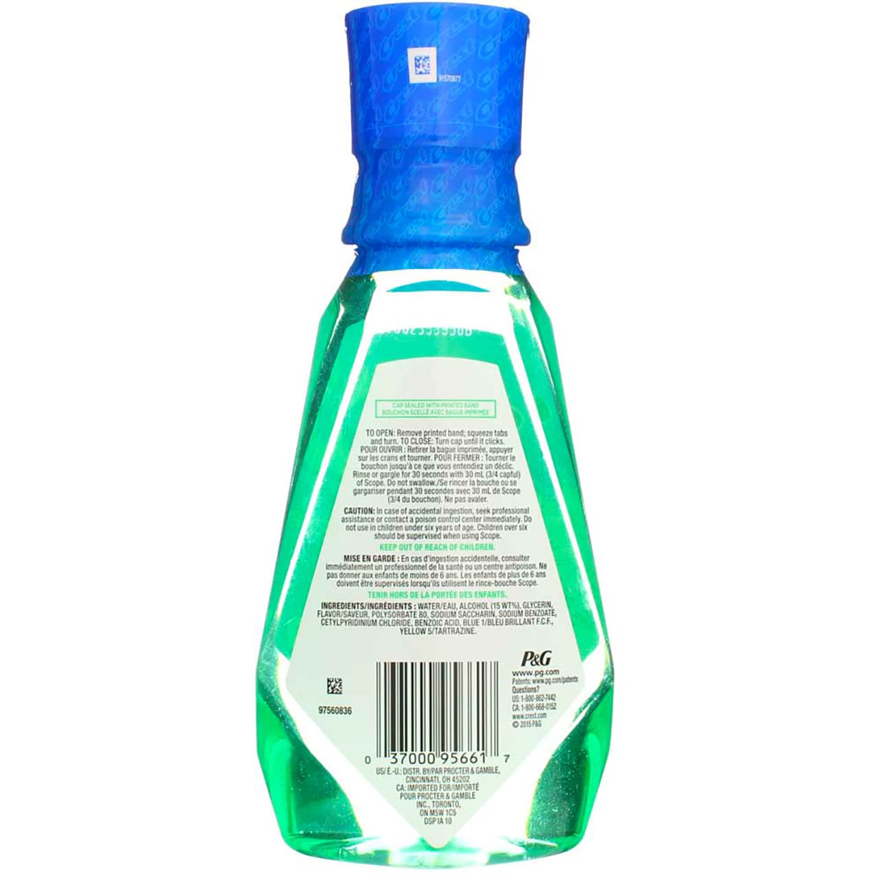 Mouthwash bottle label close-up