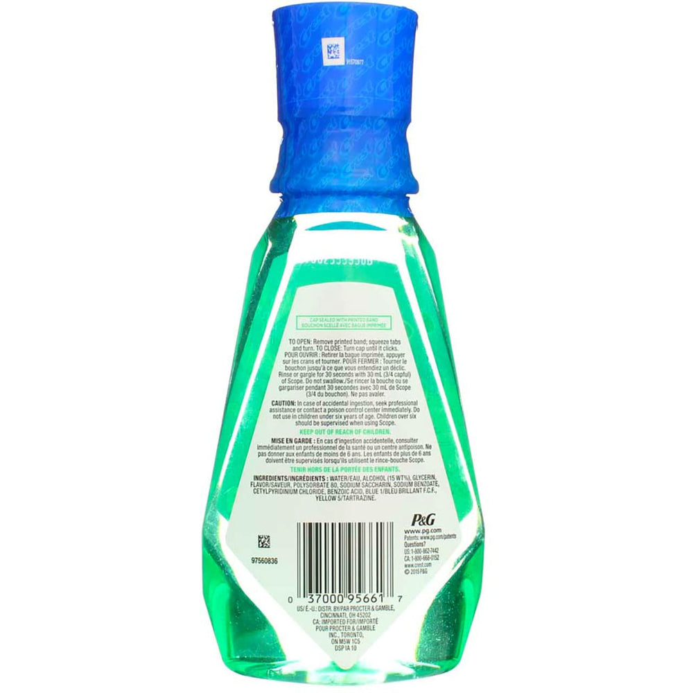 Mouthwash bottle label close-up