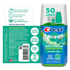 Dosage cup with water for Crest Scope Mouthwash concentrate