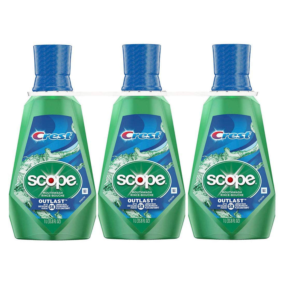 Crest Scope Outlast Mouthwash Long Lasting Peppermint – 3 pack, 33.8 oz per bottle